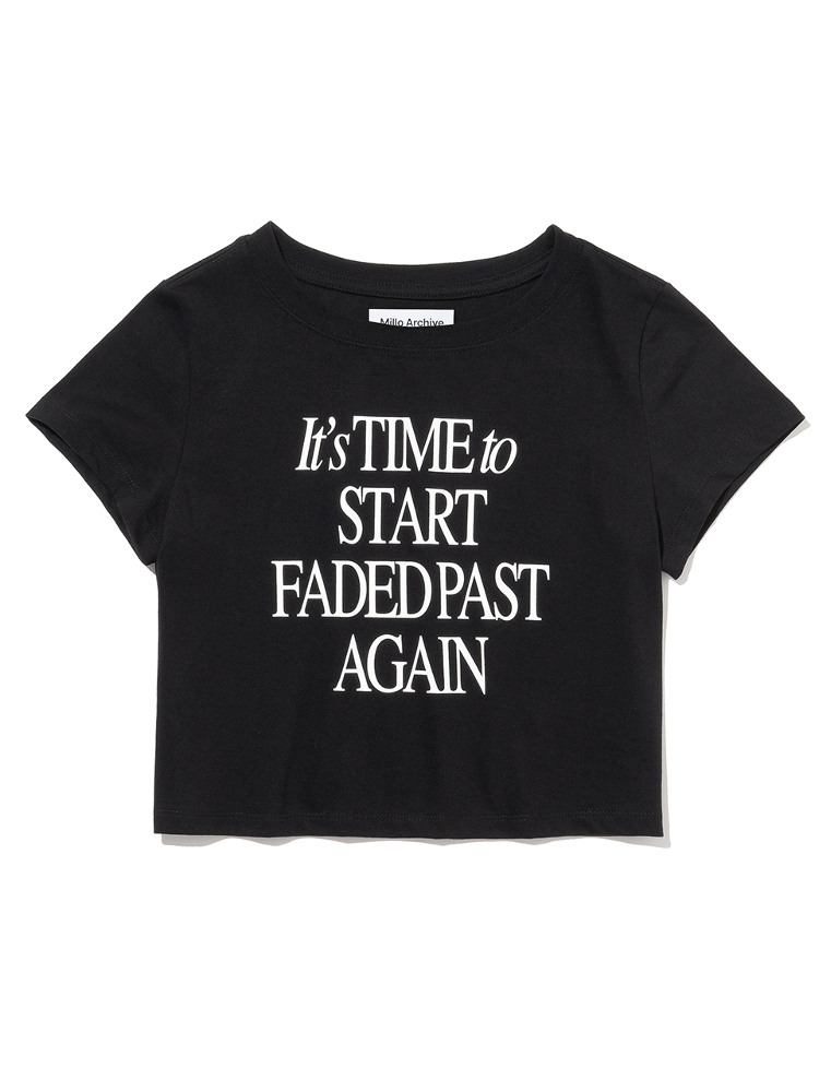 Typography Cropped T-Shirt [Black]