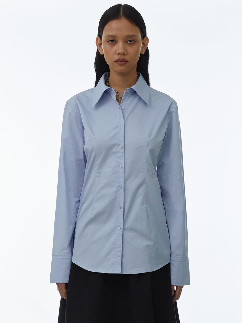 Minimal Fitted Shirt [Pigeon Blue]