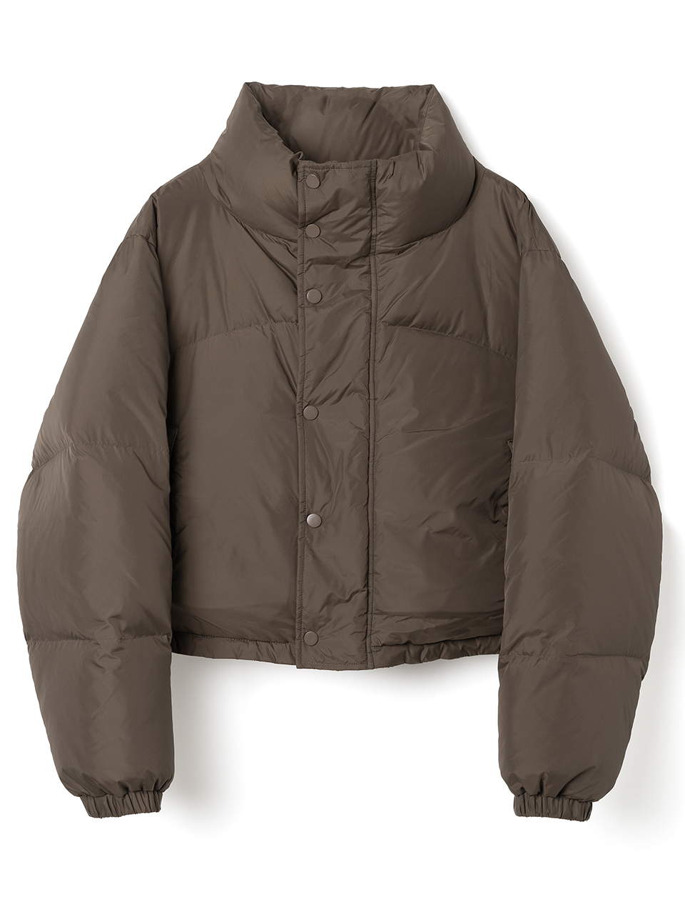 Curved Short Puffer Jacket [Brown]